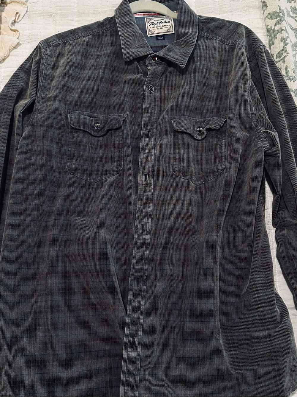 Flag & Anthem Men's Gray Plaid Corduroy Button-Down Shirt